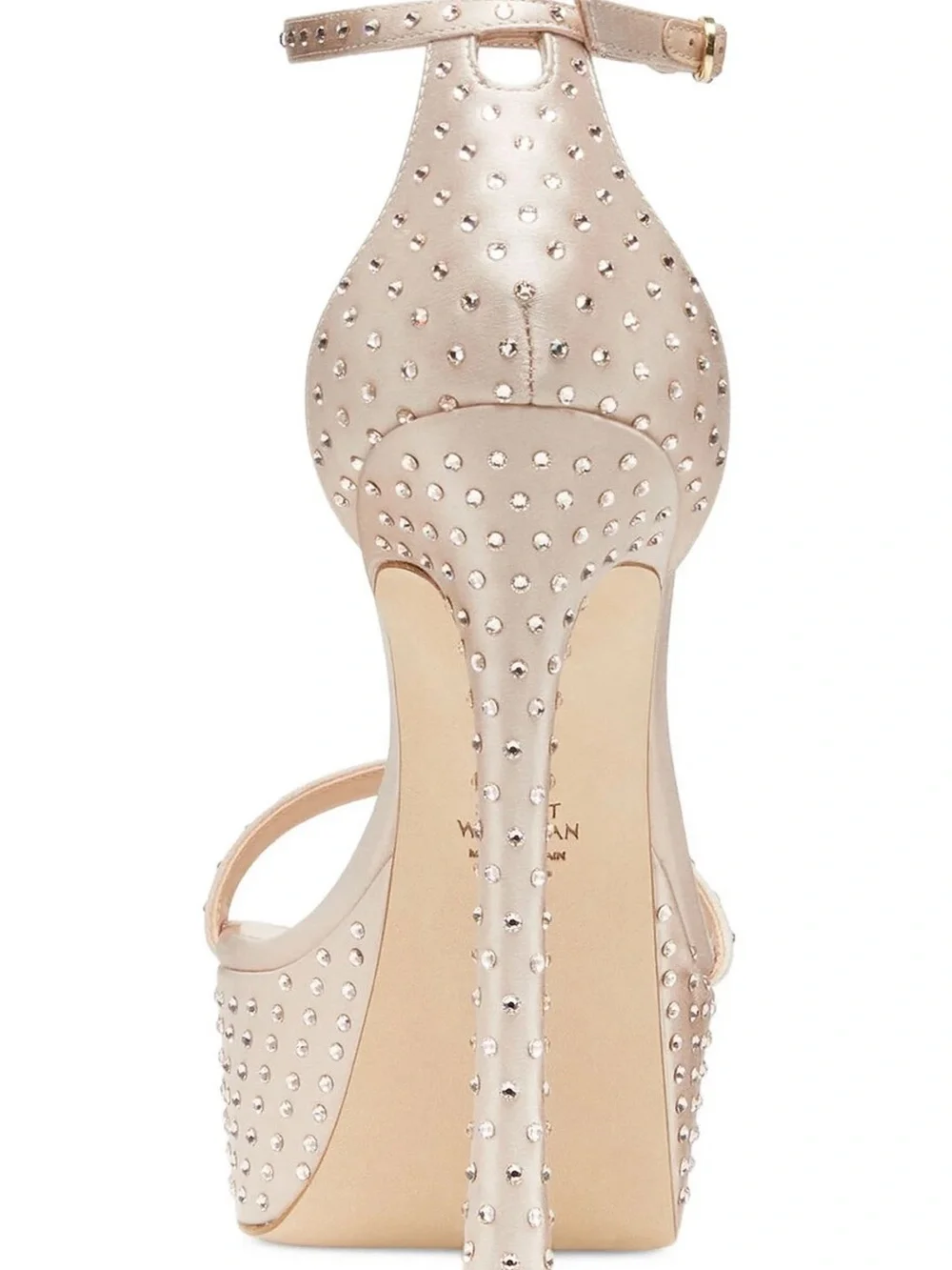 Stuart Weitzman Nude Crystal-Embellished Platform Sandal Heels
